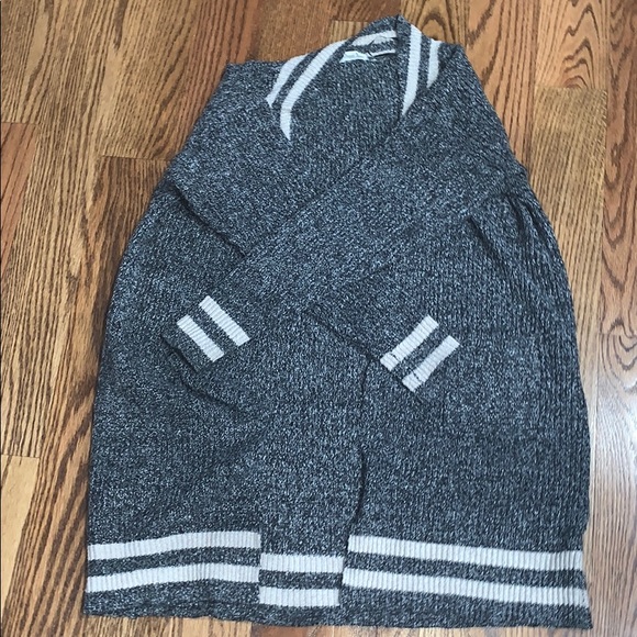 Sienna Sky Sweaters - Grey with white stripped cardigan